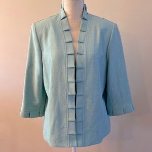 Alfred Dunner petite women’s pleated front closure blazer jacket light blu 12P
